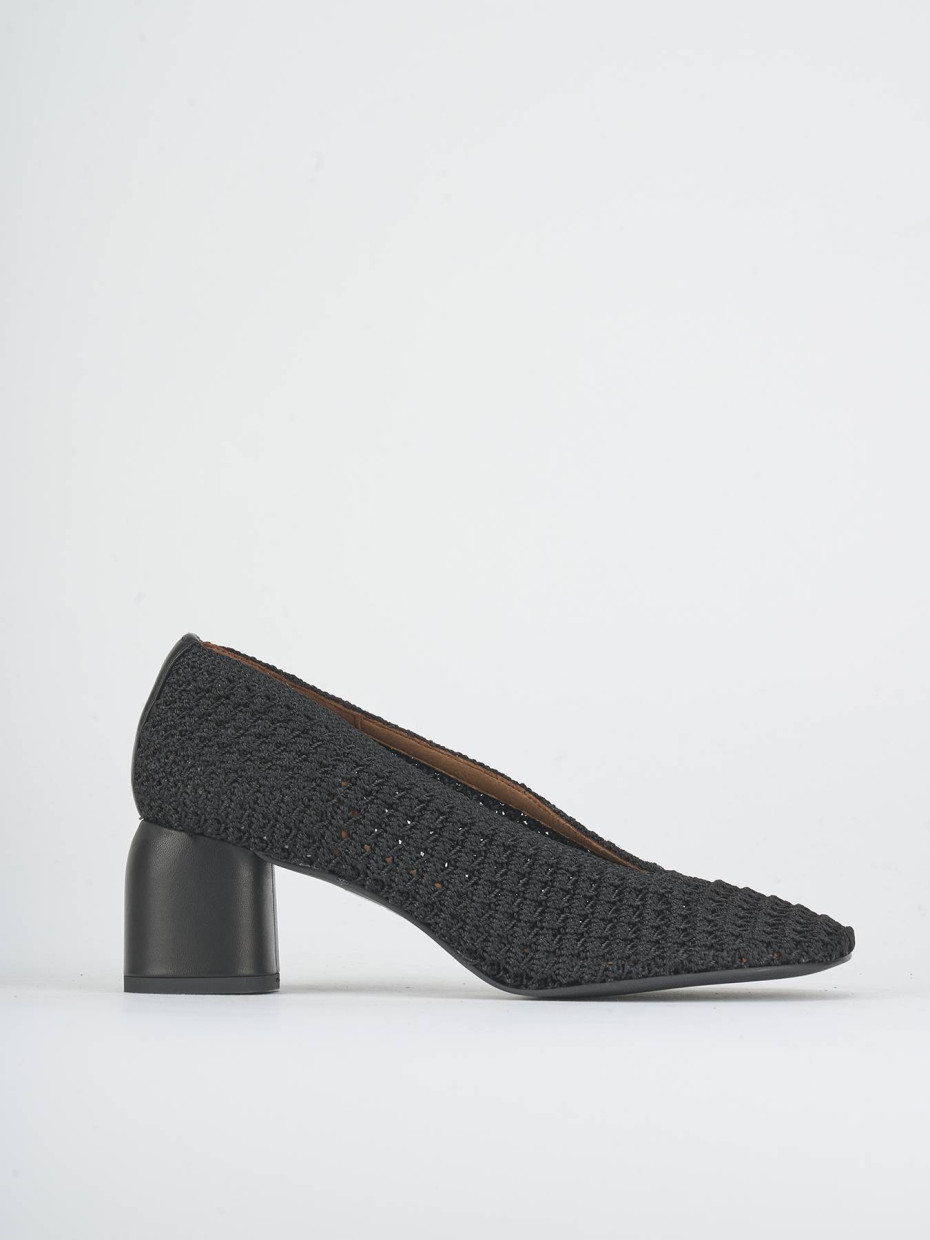Zapatos de salón tacón 6 cm negro tejido