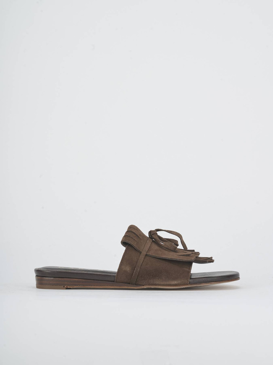 Mules tacón 2 cm marrón oscuro ante