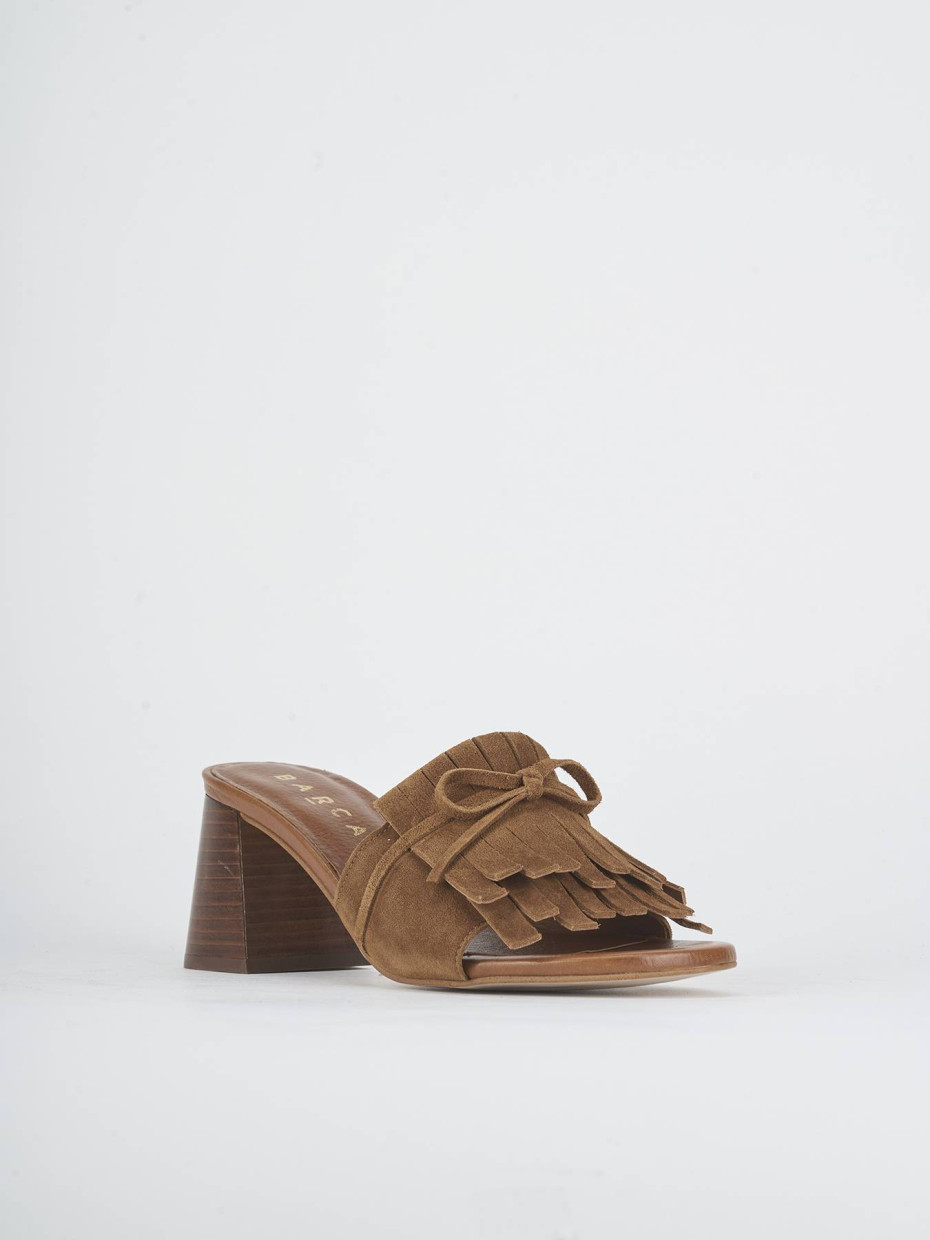 Slippers heel 6 cm brown suede