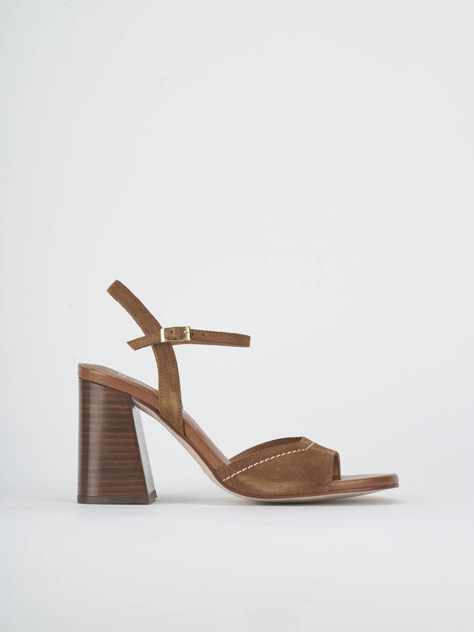 Sandalias de tacón alto tacón 8 cm marrón ante
