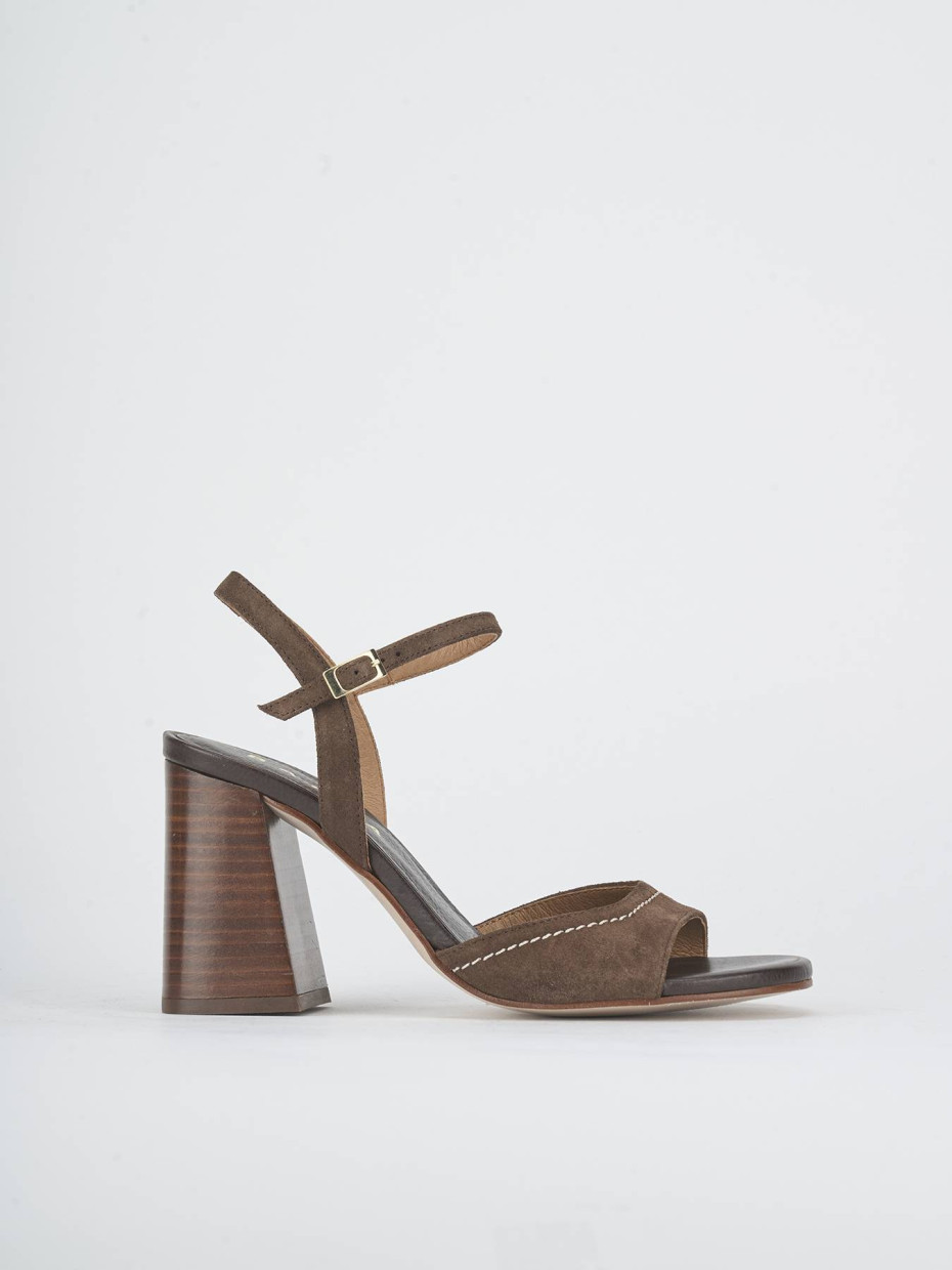 Sandalias de tacón alto tacón 8 cm marrón oscuro ante