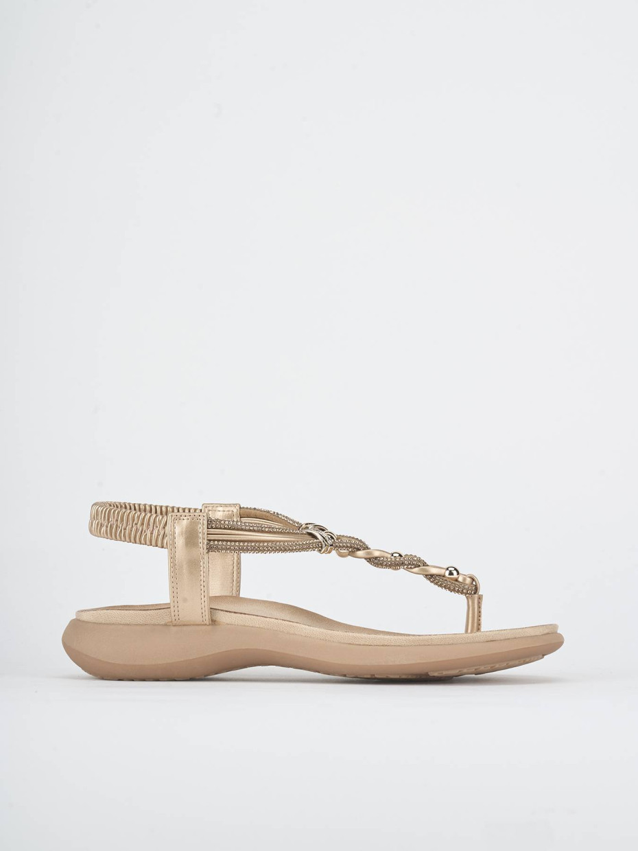 Wedge heels heel 2 cm gold leather