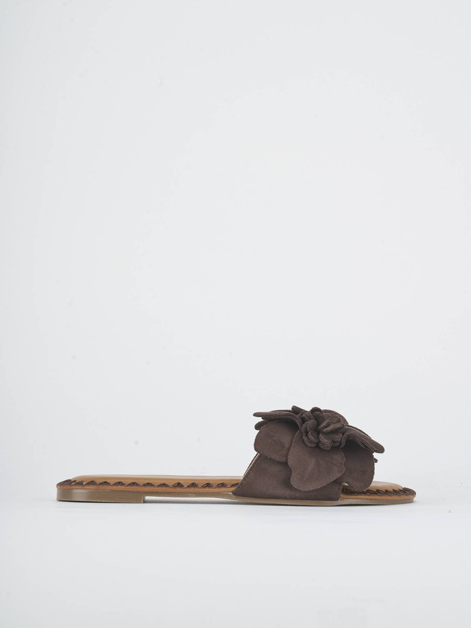 Mules tacón 1 cm marrón oscuro ante