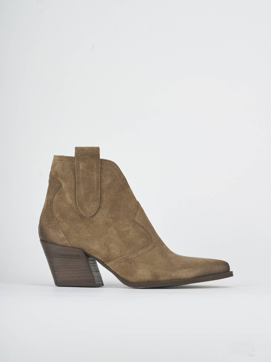 Stivaletti tacco 5cm camoscio marrone