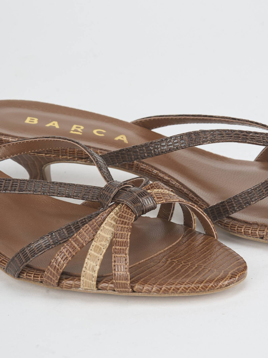 Slippers heel 4 cm dark brown python