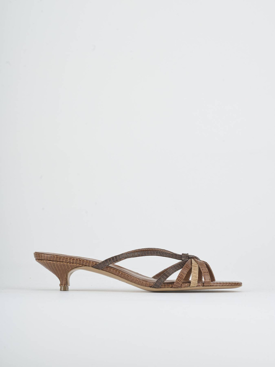 Slippers heel 4 cm dark brown python