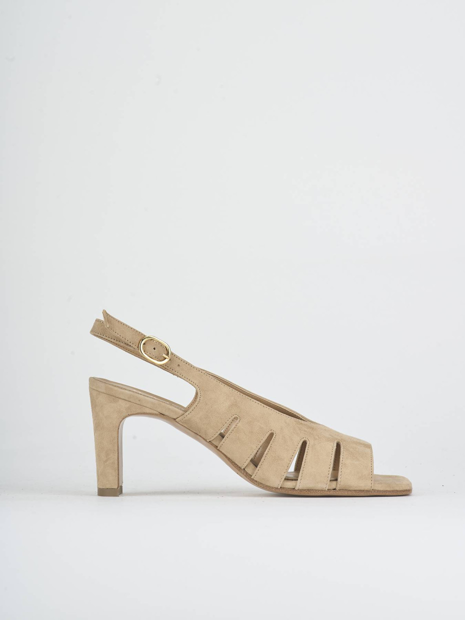Sandalias de tacón alto tacón 7 cm marrón ante