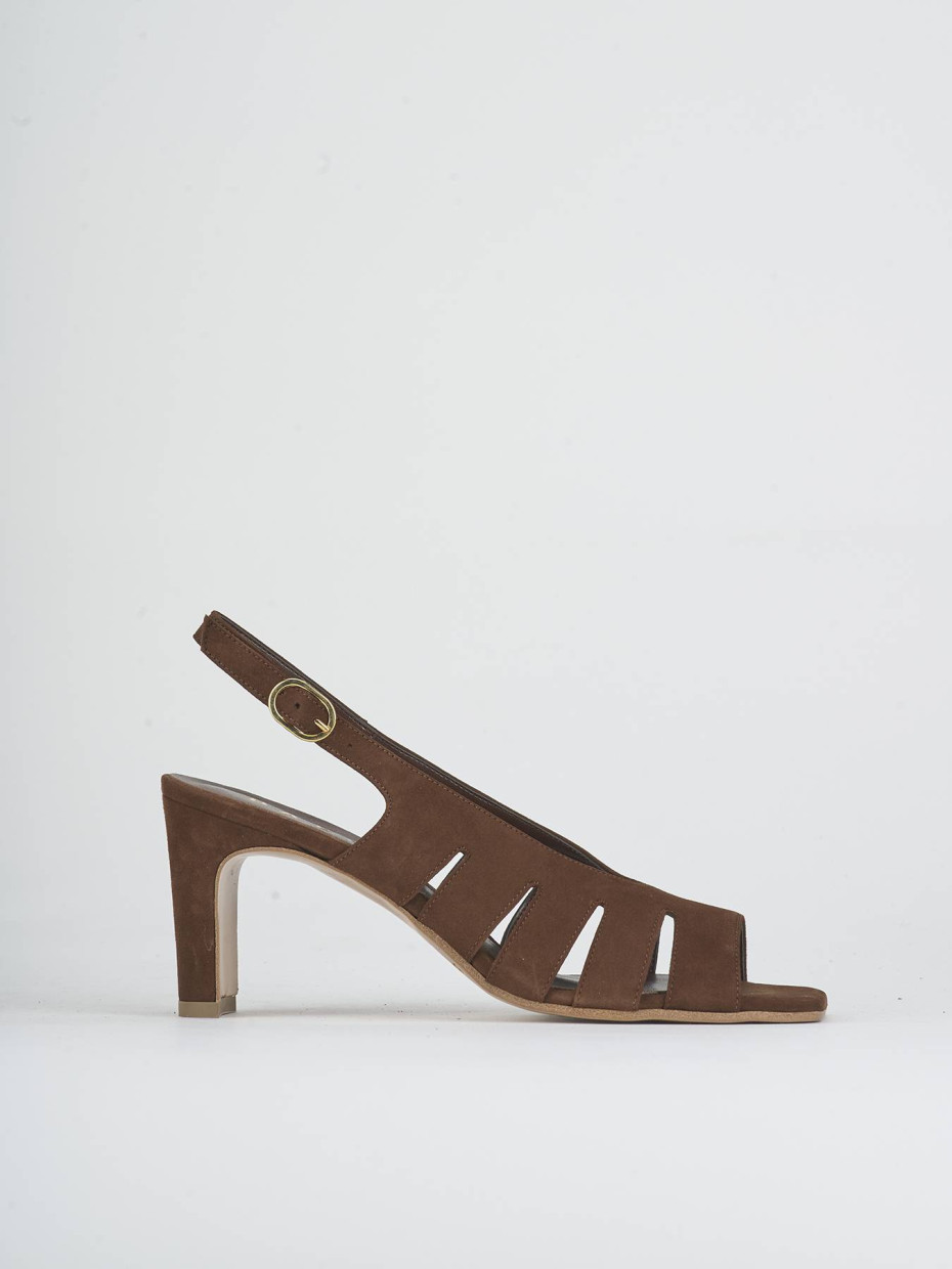 Sandalias de tacón alto tacón 7 cm marrón ante
