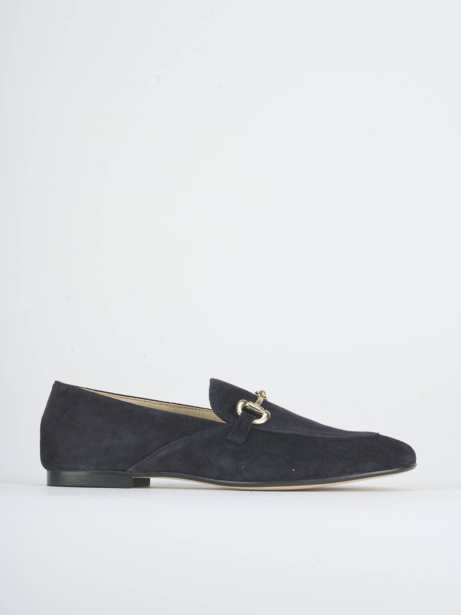 Mocassini tacco 1cm camoscio blu