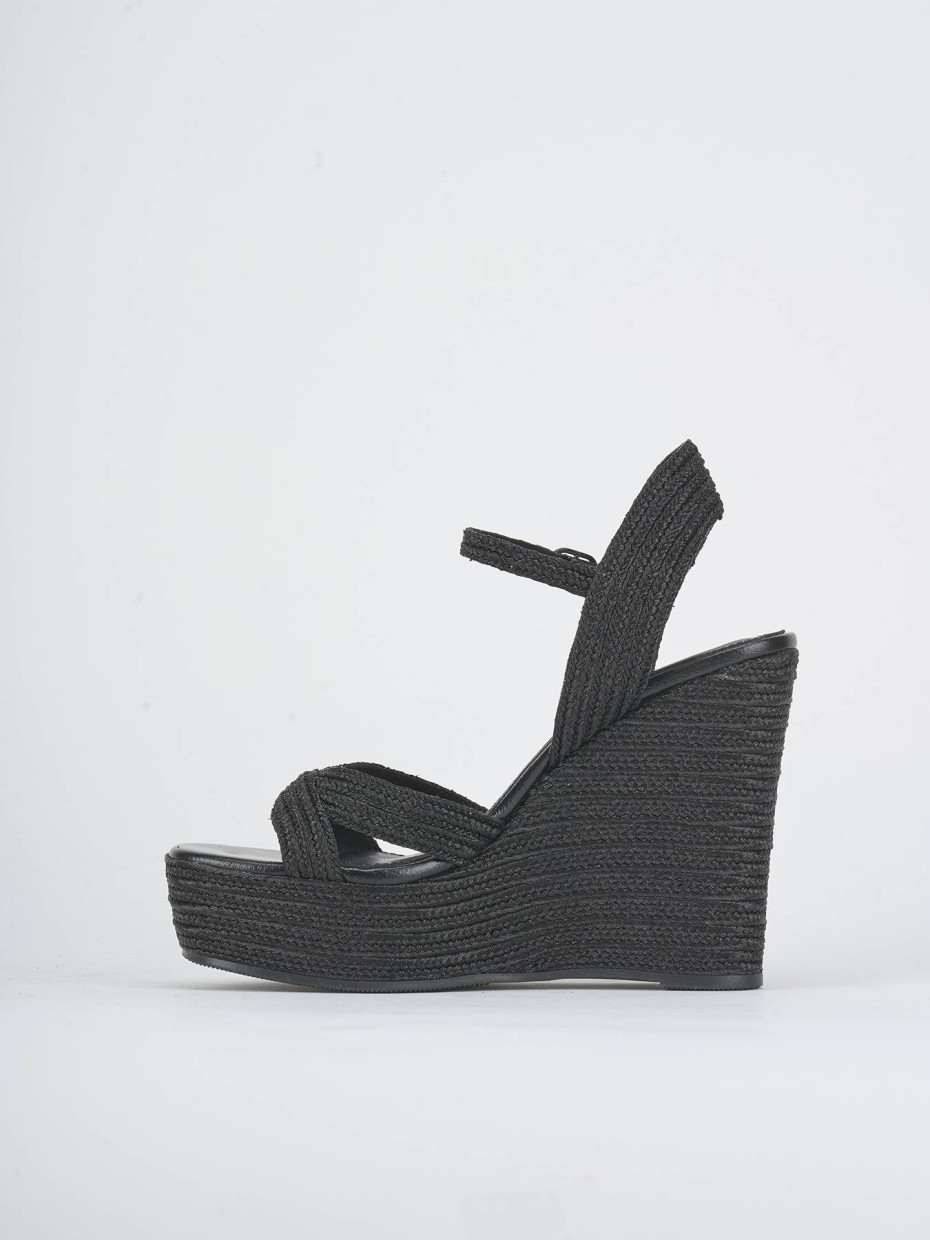 Wedge heels heel 13 cm black fabric