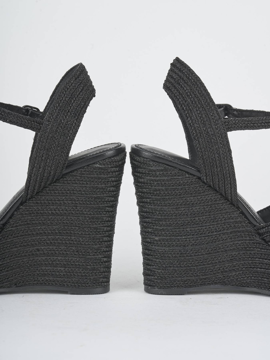 Wedge heels heel 13 cm black fabric