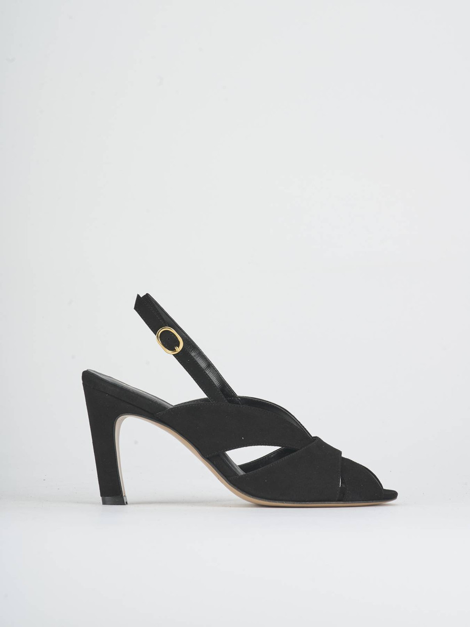 Sandalias de tacón alto tacón 8 cm negro ante