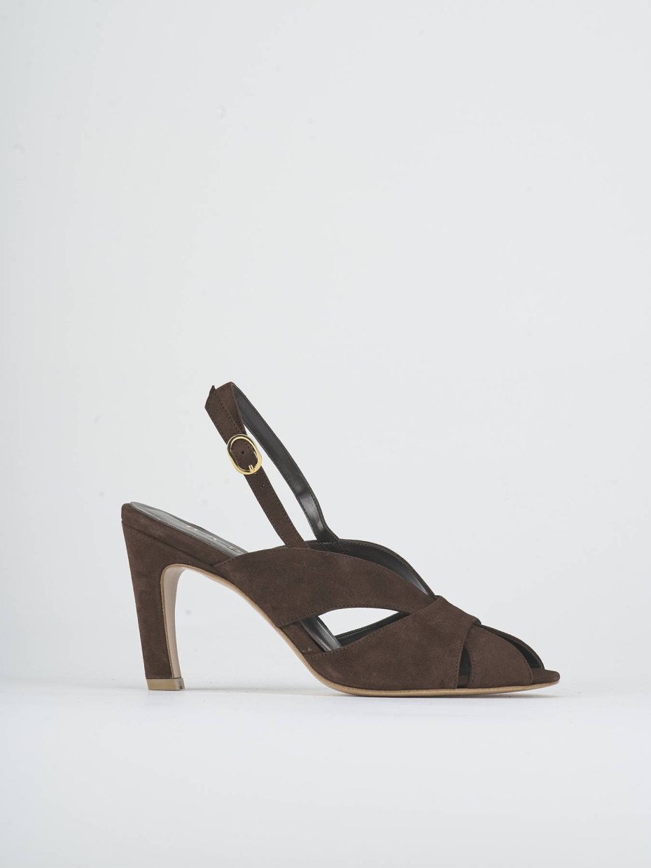 Sandalias de tacón alto tacón 8 cm marrón oscuro ante
