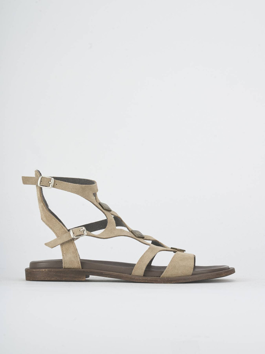 Sandali tacco 1cm camoscio beige