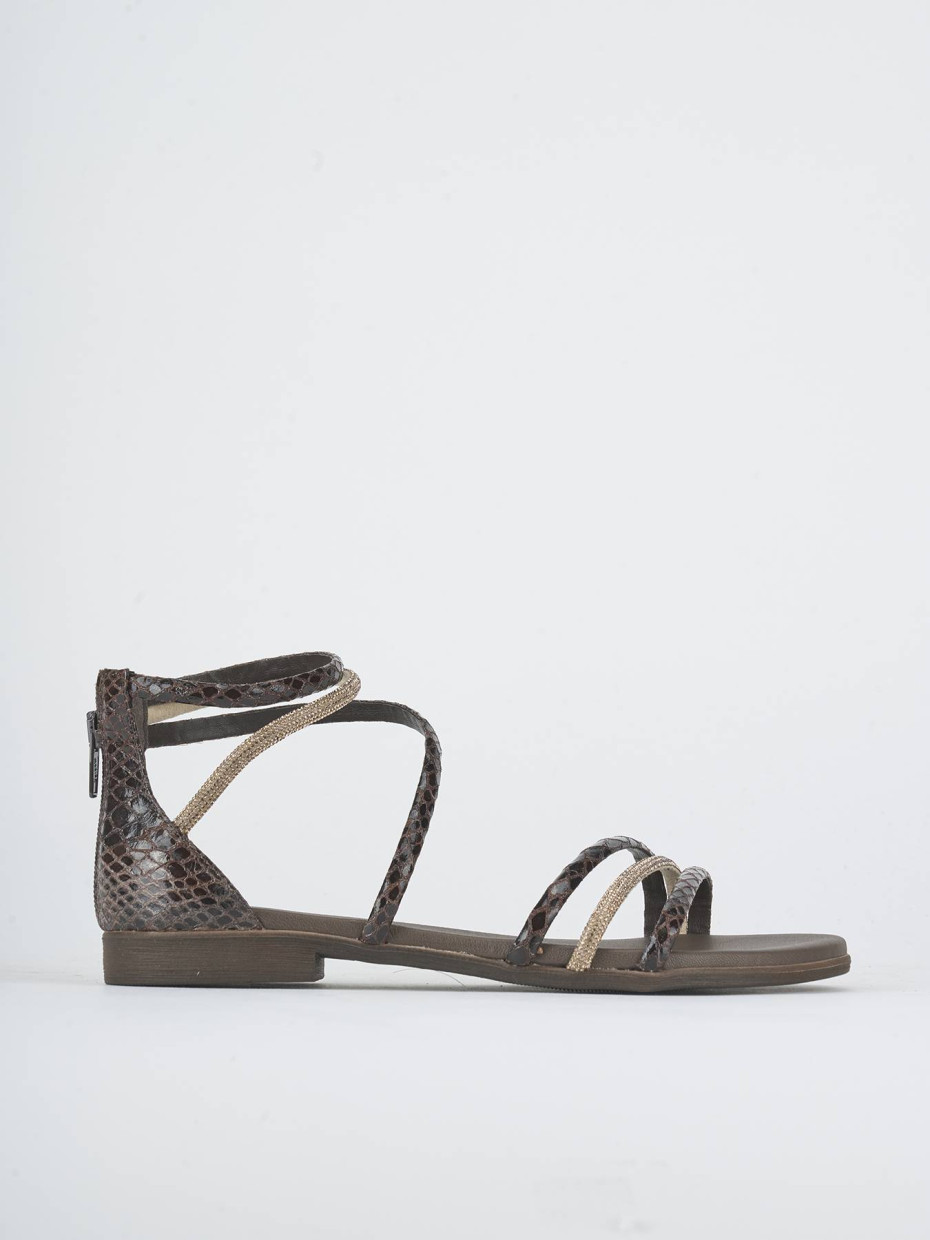 Sandali tacco 1cm pitone testa