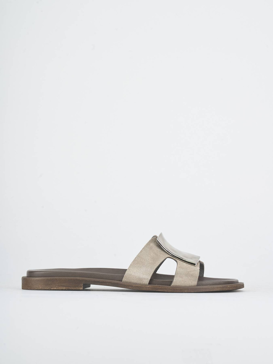 Mules tacón 1 cm beis ante