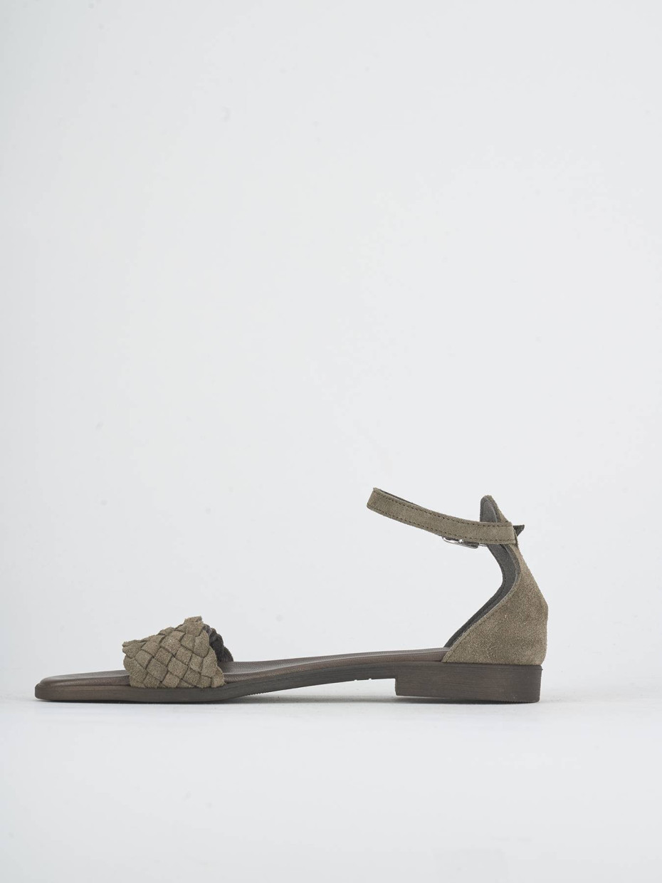 Sandalias de tacón bajo tacón 1 cm beis ante