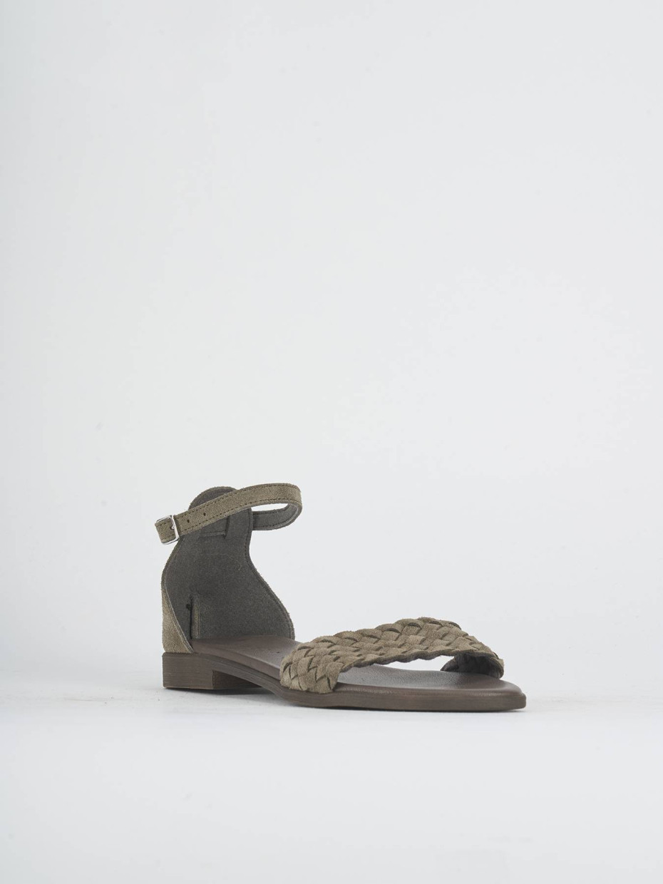 Sandalias de tacón bajo tacón 1 cm beis ante