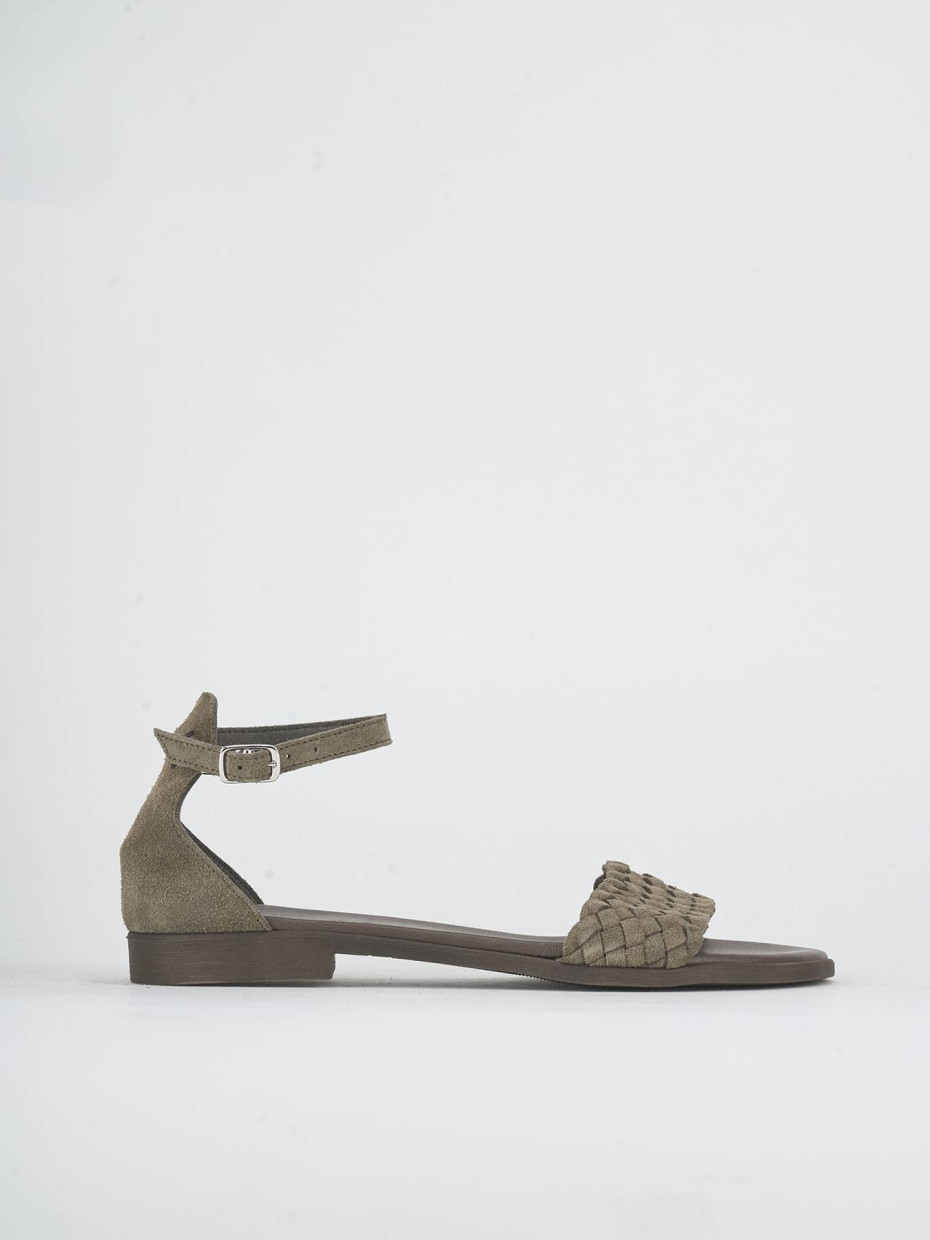 Sandalias de tacón bajo tacón 1 cm beis ante