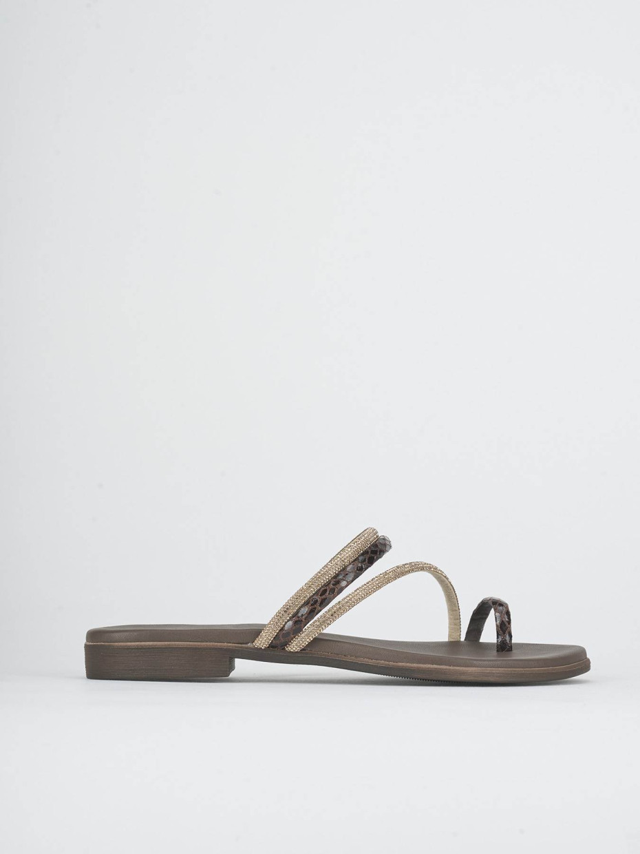 Slippers heel 1 cm dark brown python