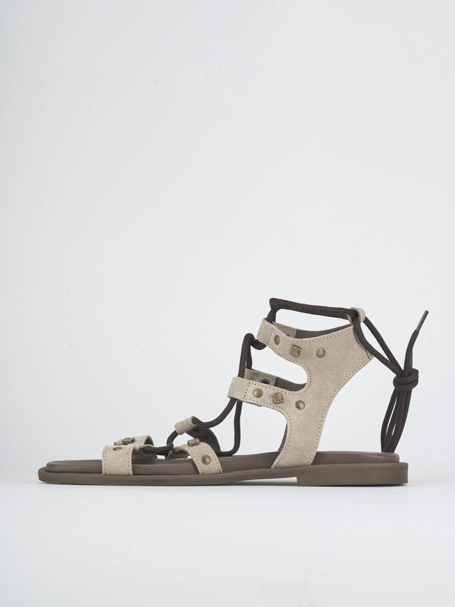 Sandali tacco 1cm camoscio beige