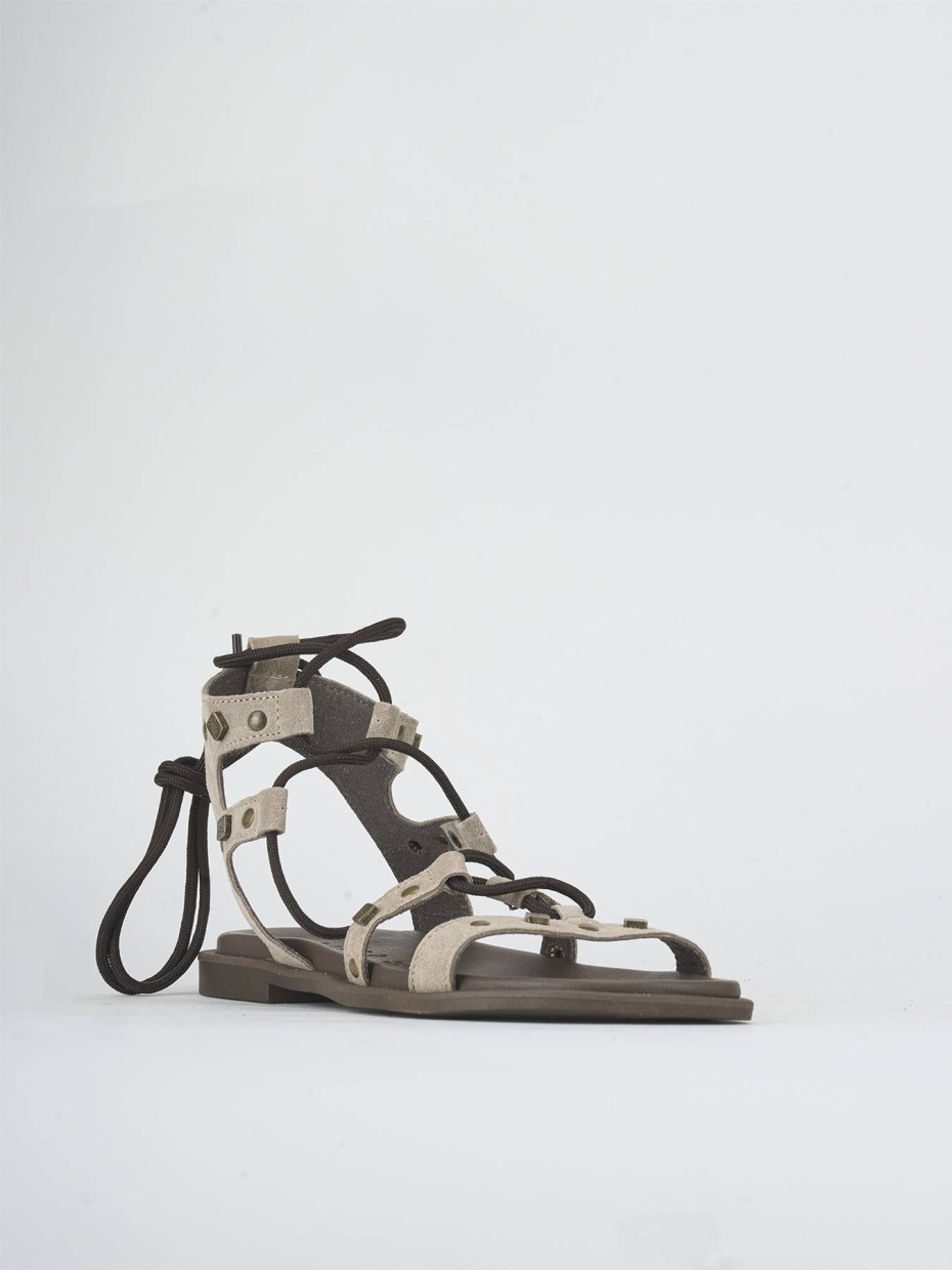 Sandali tacco 1cm camoscio beige