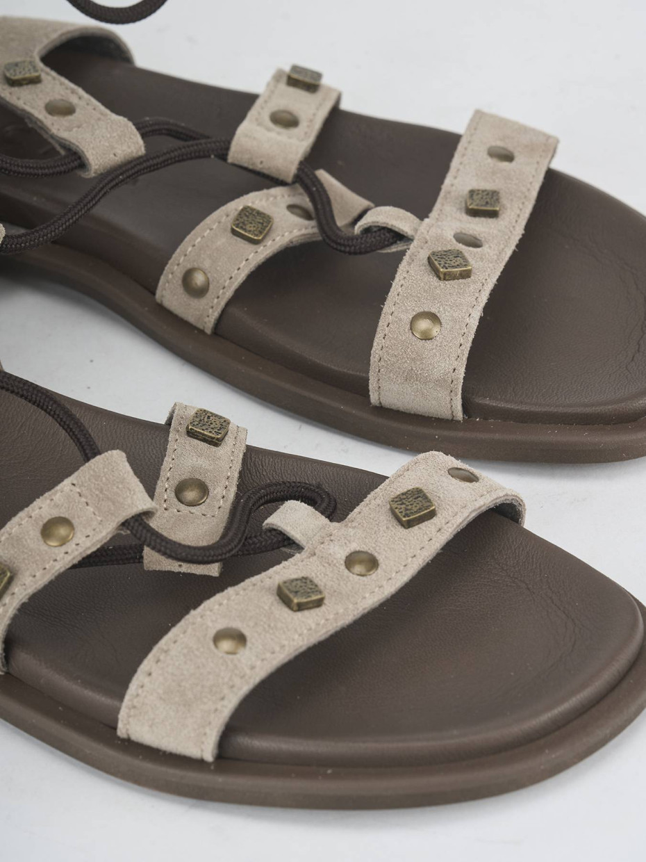 Sandali tacco 1cm camoscio beige