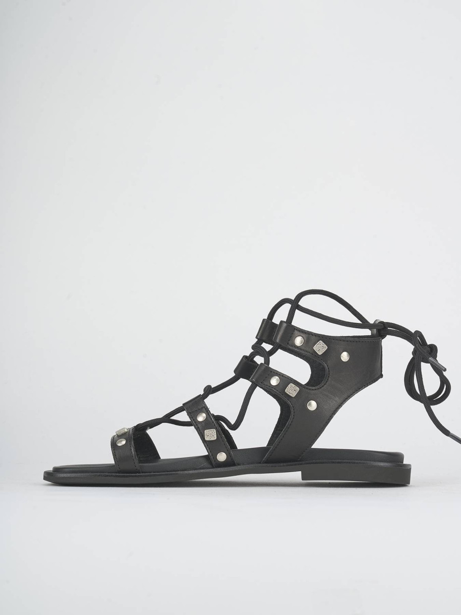 Sandali tacco 1cm pelle nero