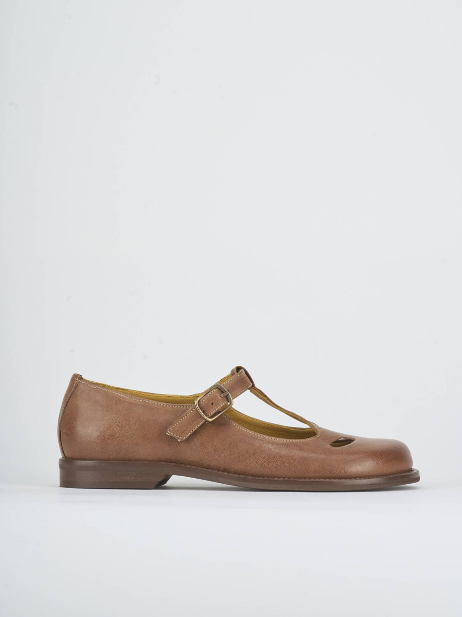Bailarinas tacón 1 cm marrón cuero