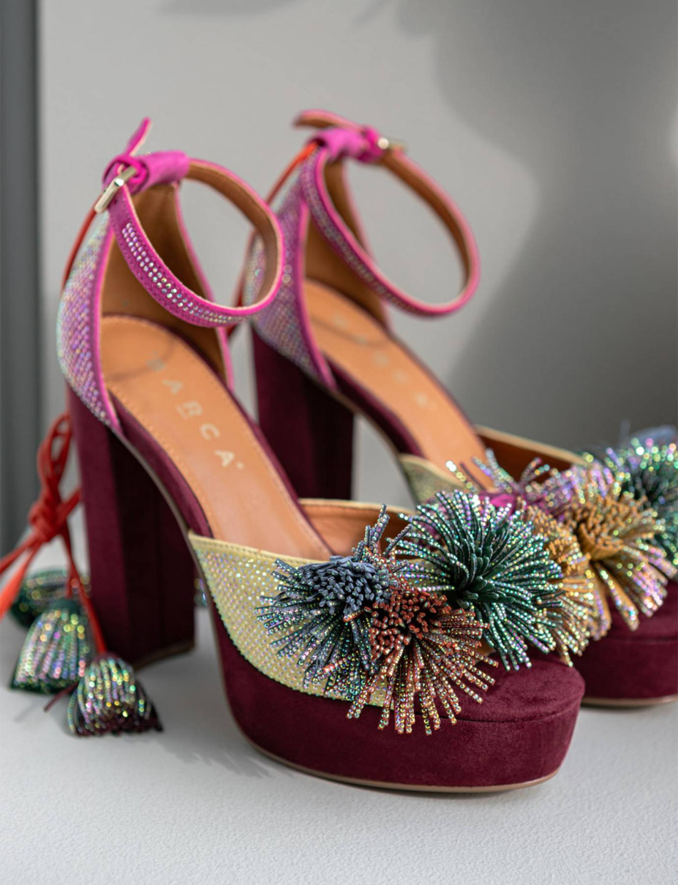 Sandalias de tacón alto tacón 8 cm multicolor ante