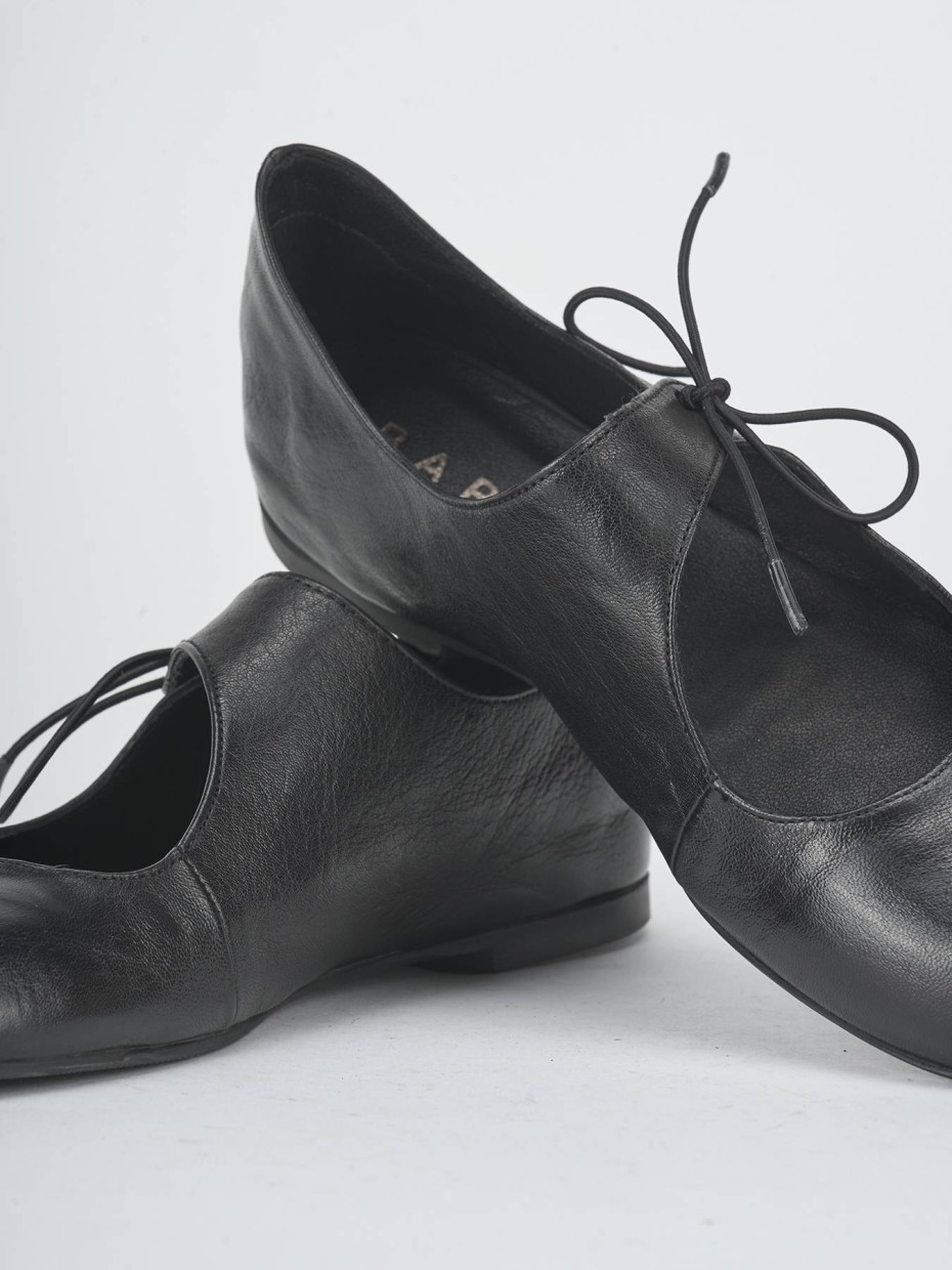Bailarinas tacón 1 cm negro cuero