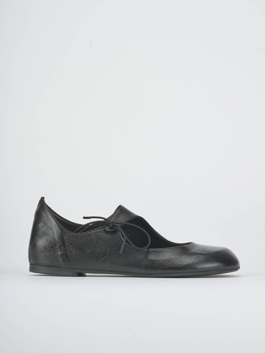 Bailarinas tacón 1 cm negro cuero