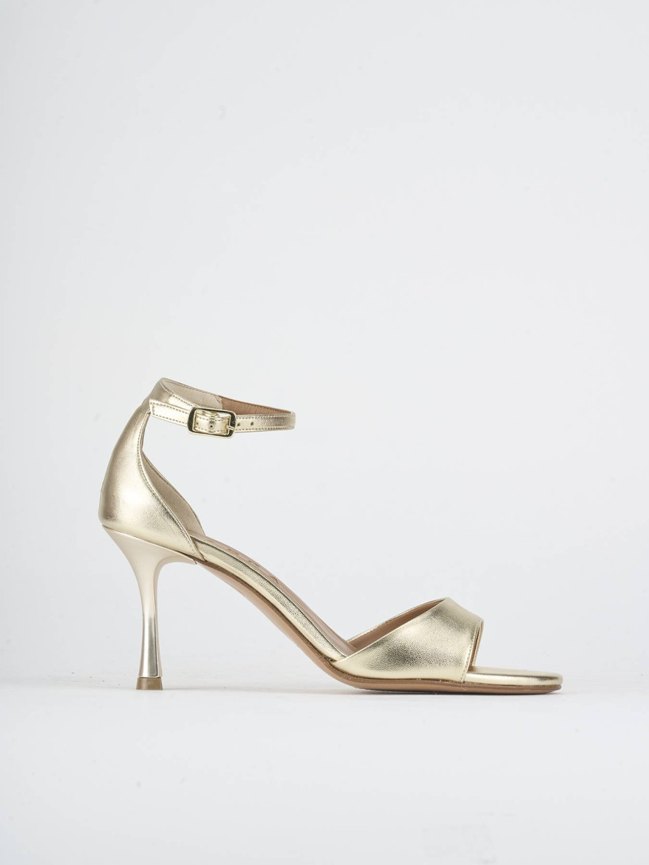 Sandali tacco 7cm laminato oro