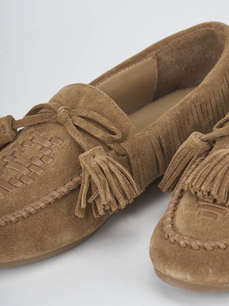 Mocasines tacón 1 cm marrón ante