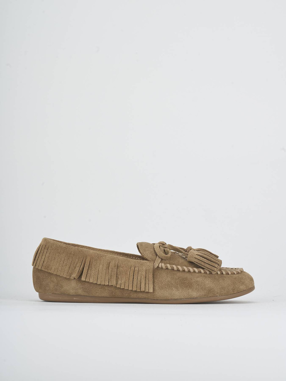 Mocasines tacón 1 cm beis ante