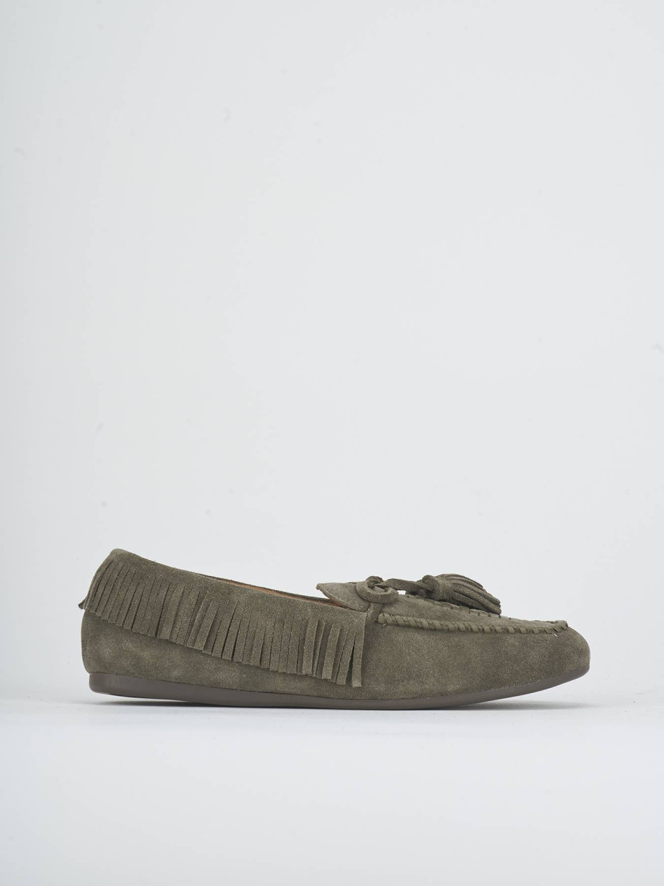 Loafers heel 1 cm green suede