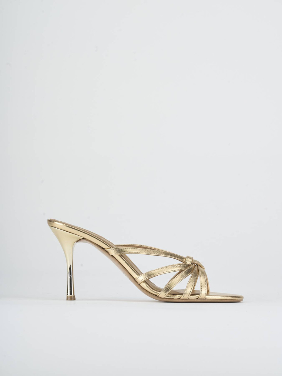 Slippers heel 9 cm gold laminated