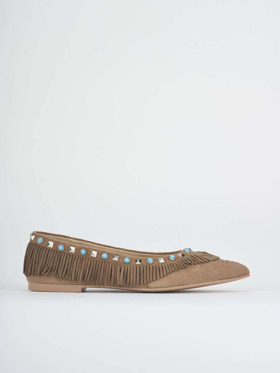 Flat shoes heel 1 cm dark brown suede
