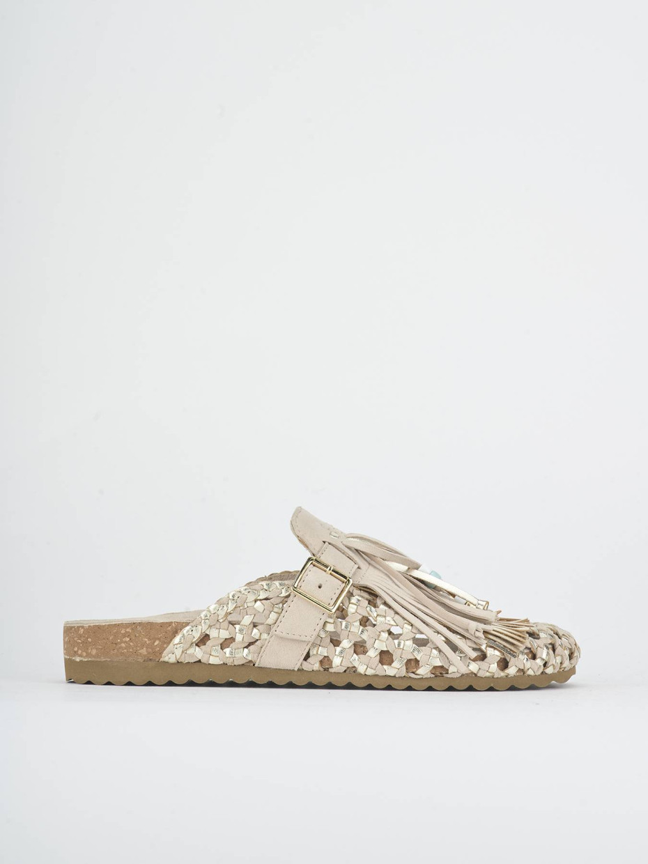 Sabot heel 1 cm beige suede