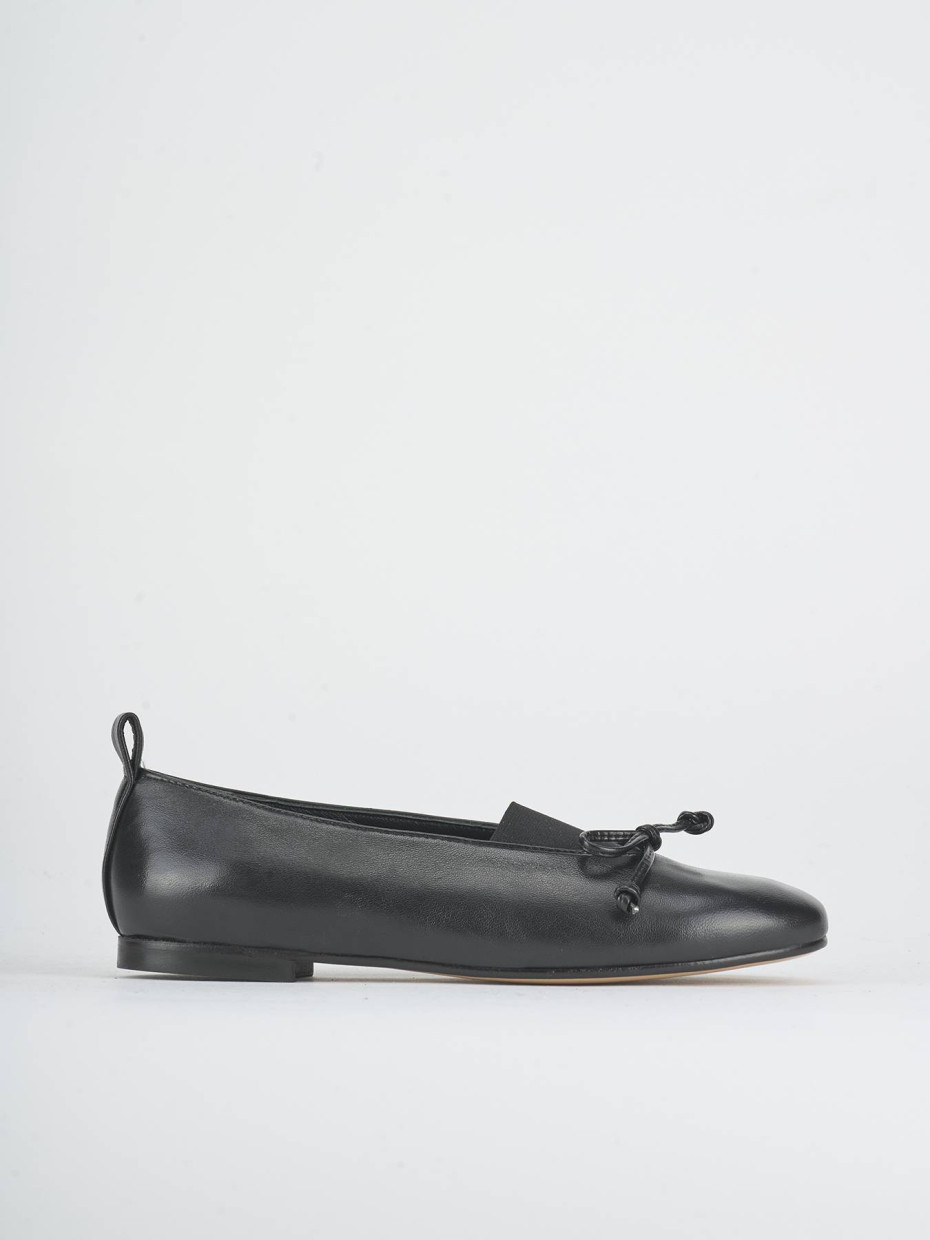 Bailarinas tacón 1 cm negro cuero