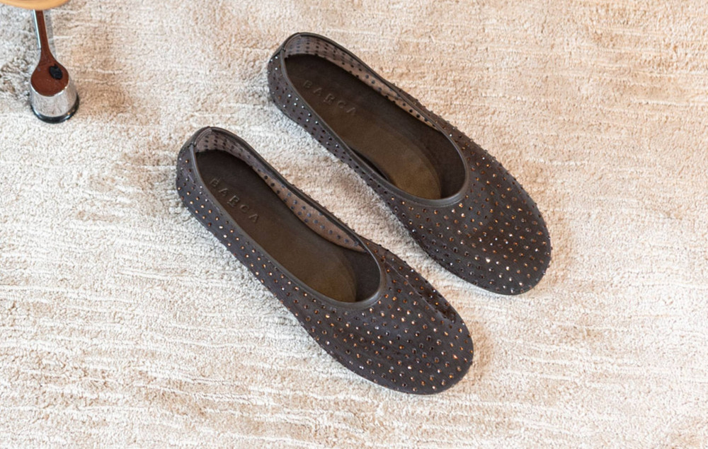 Bailarinas tacón 1 cm marrón oscuro tejido