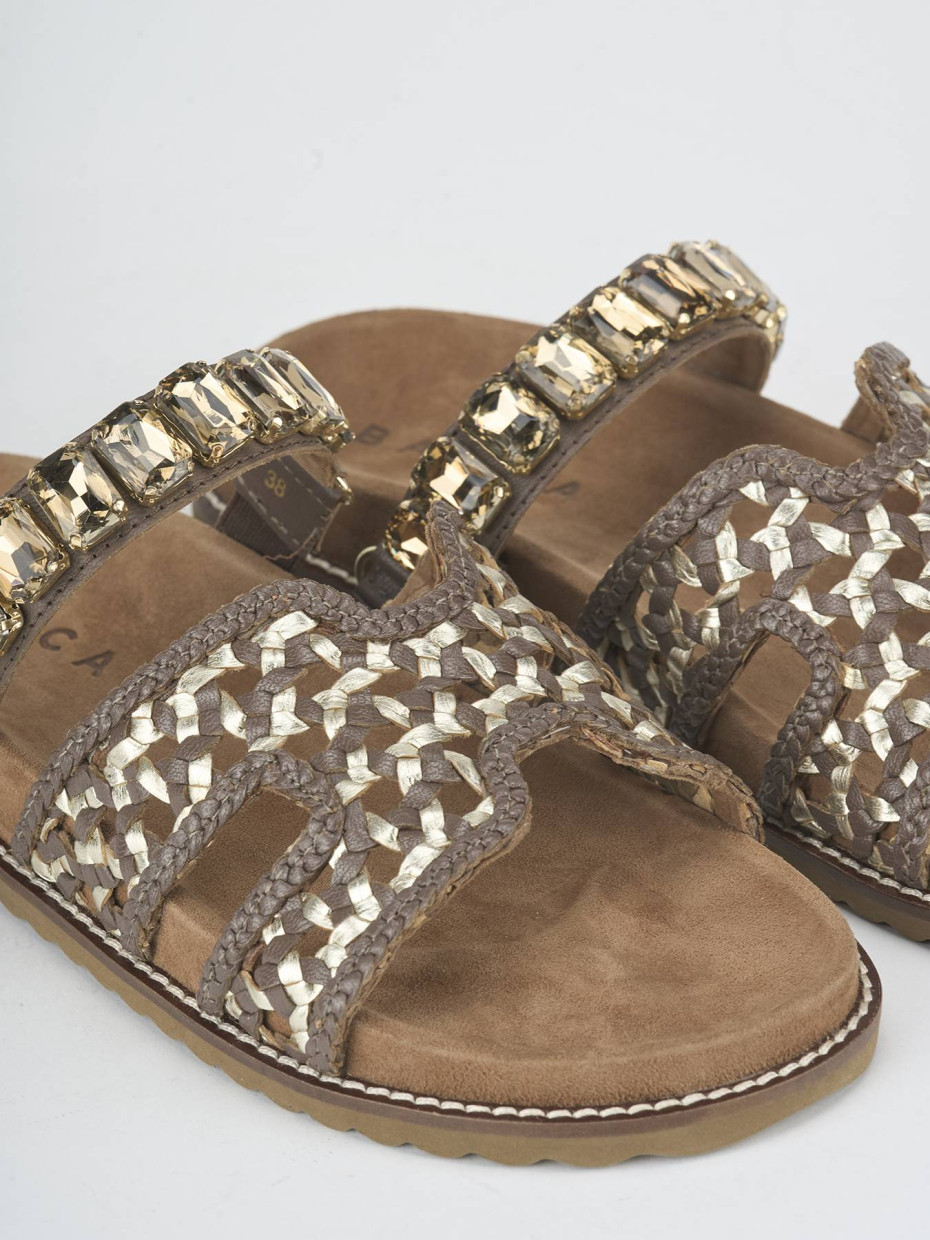 Mules tacón 1 cm marrón oscuro cuero