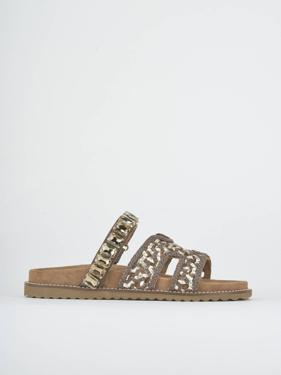 Mules tacón 1 cm marrón oscuro cuero
