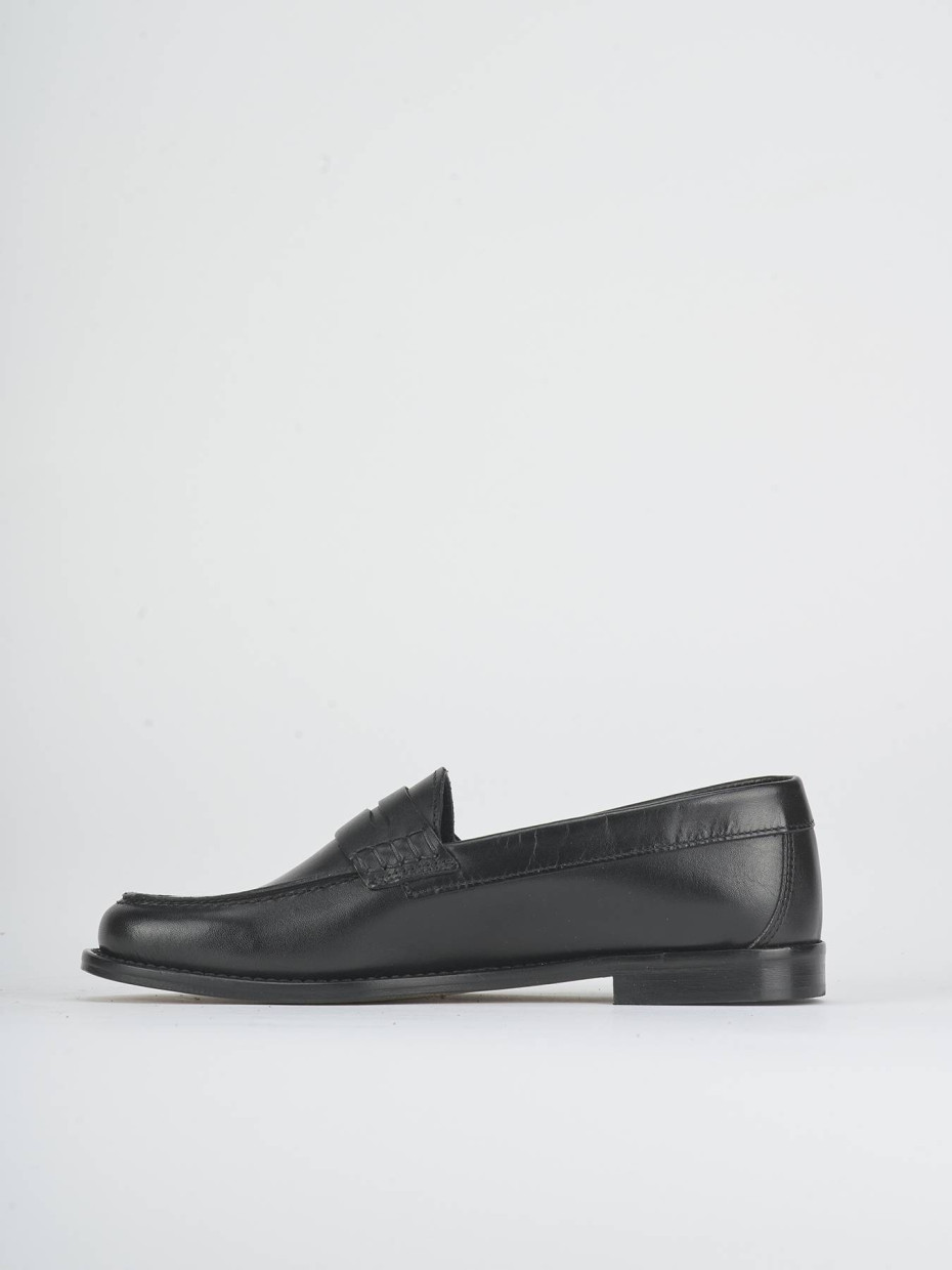Mocasines tacón 1 cm negro cuero