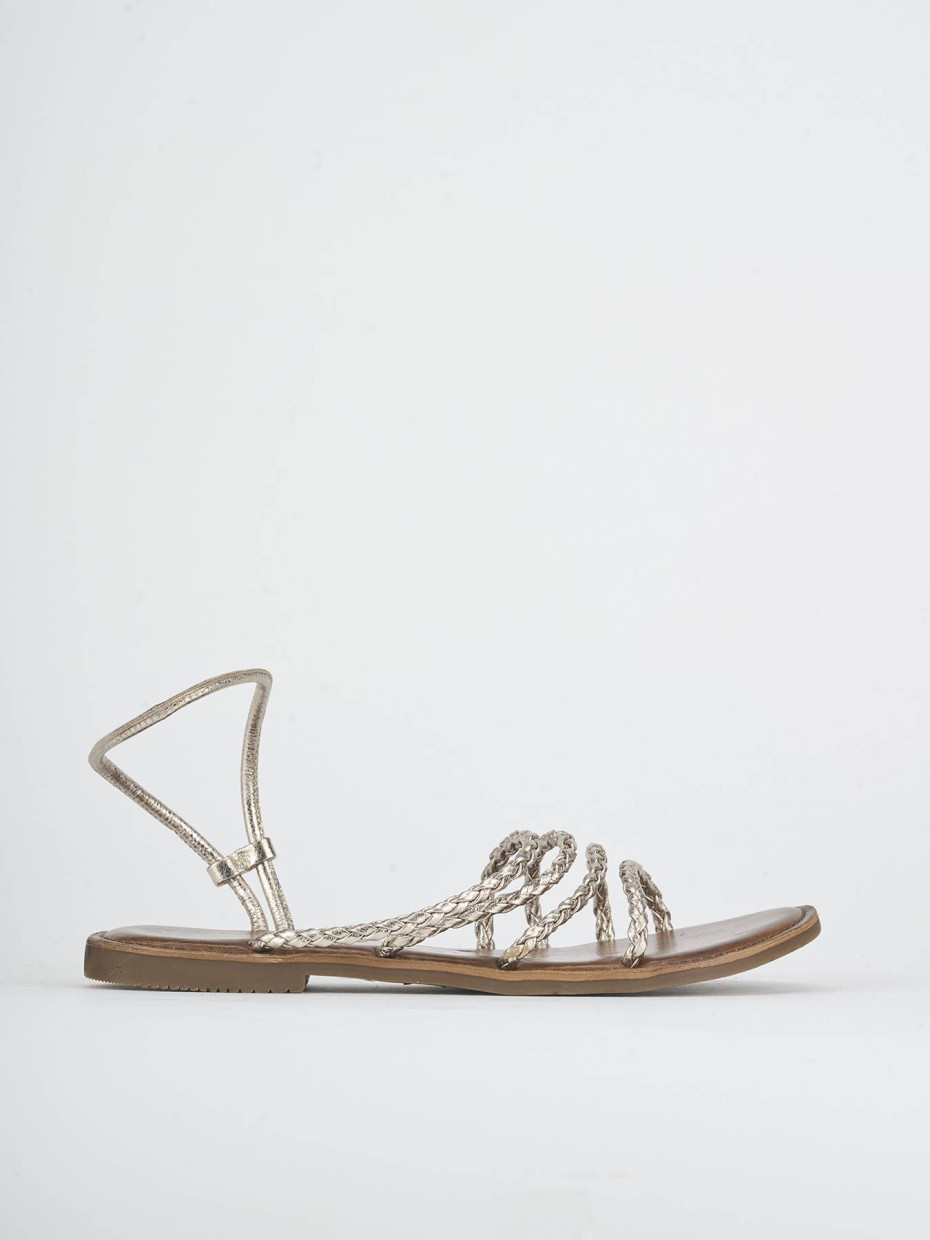 Sandalias de tacón bajo tacón 1 cm oro laminado