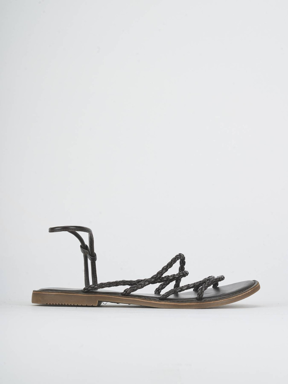 Low heel sandals heel 1 cm dark brown leather