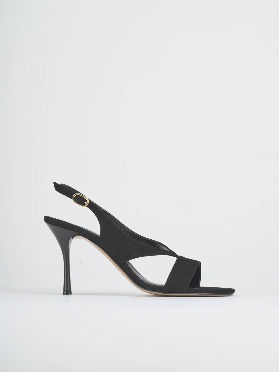 Sandalias de tacón alto tacón 9 cm negro ante