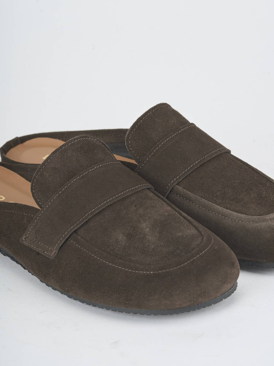 Sabot heel 1 cm dark brown suede