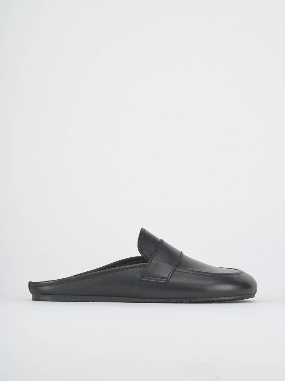 Sabot heel 1 cm black leather