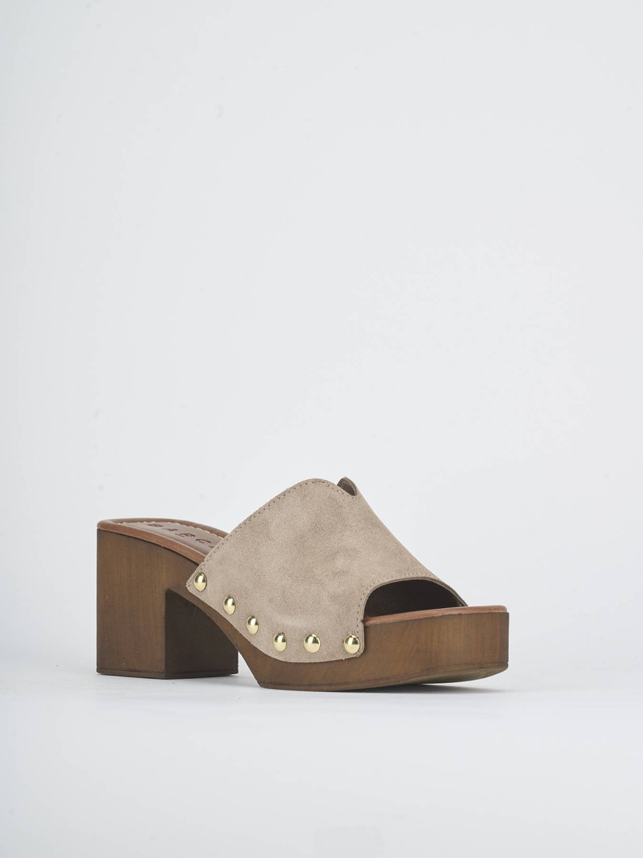Mules tacón 7 cm beis ante